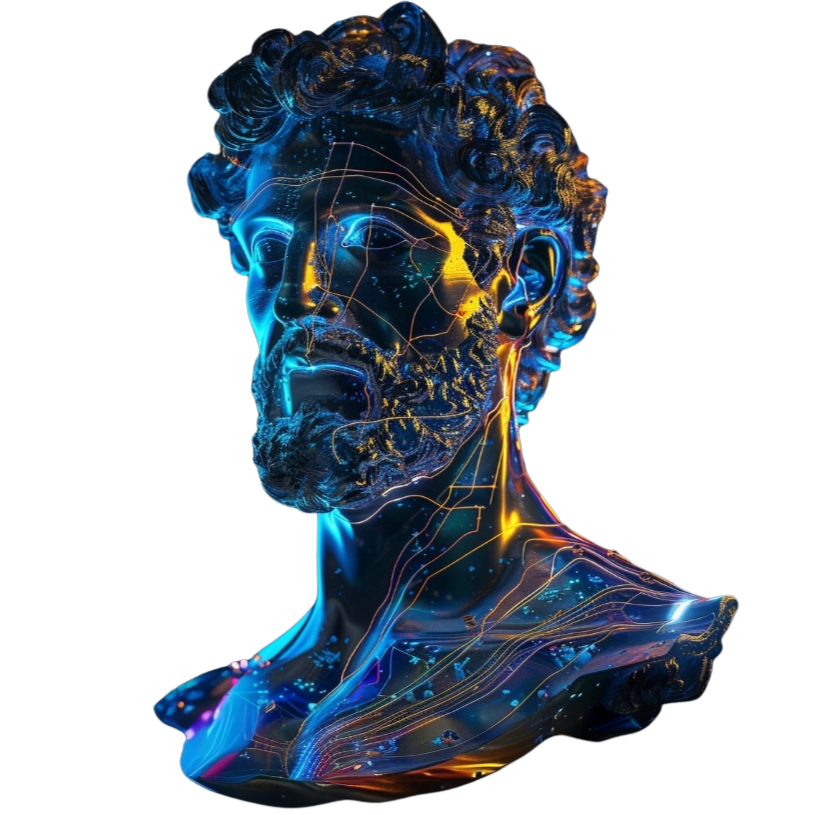 Aurelius - A classical bust with digital circuit patterns
